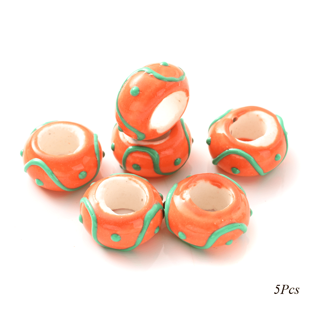 5pcs Colorful Hand-Painted Ceramic Decorative Beads
